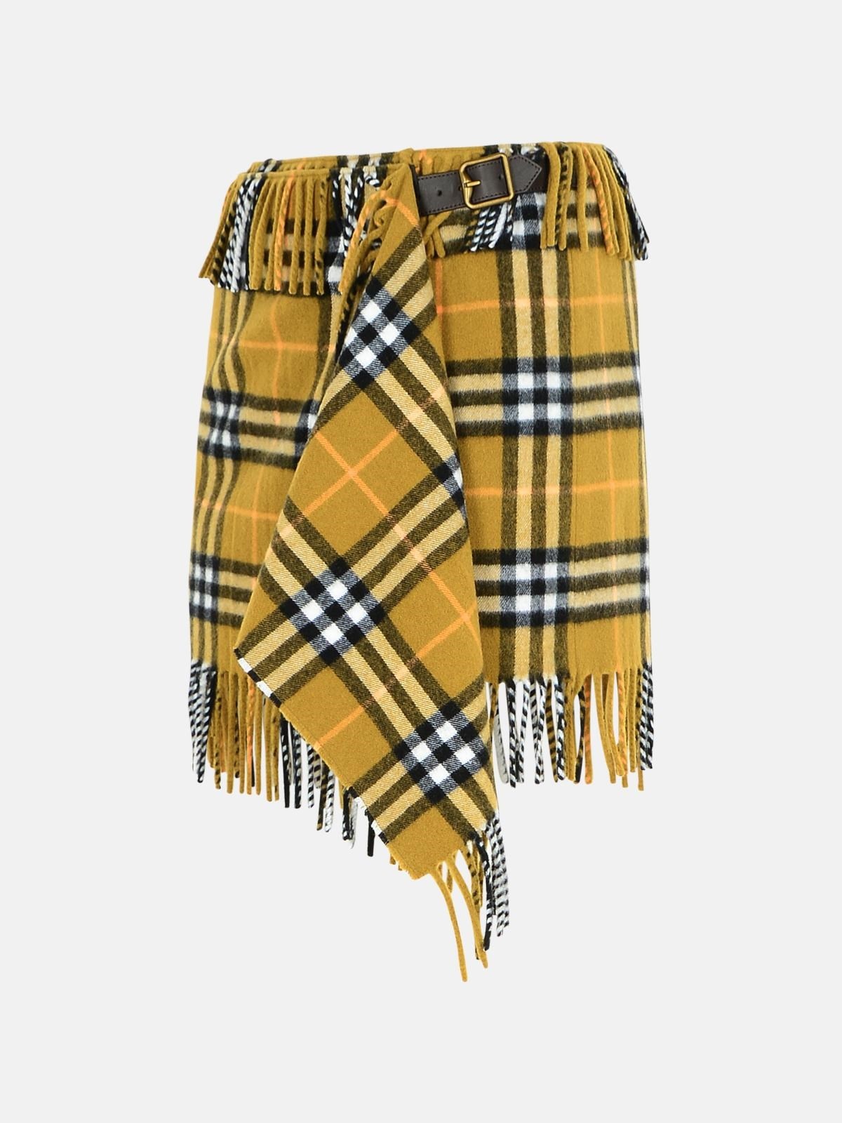 'CHECK' LIGHT GREEN WOOL BLEND MINISKIRT - 2