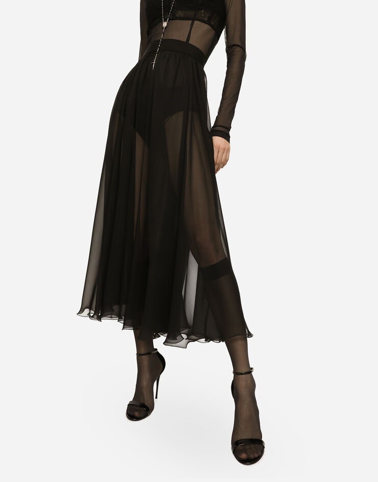 High-waisted chiffon circle skirt - 4