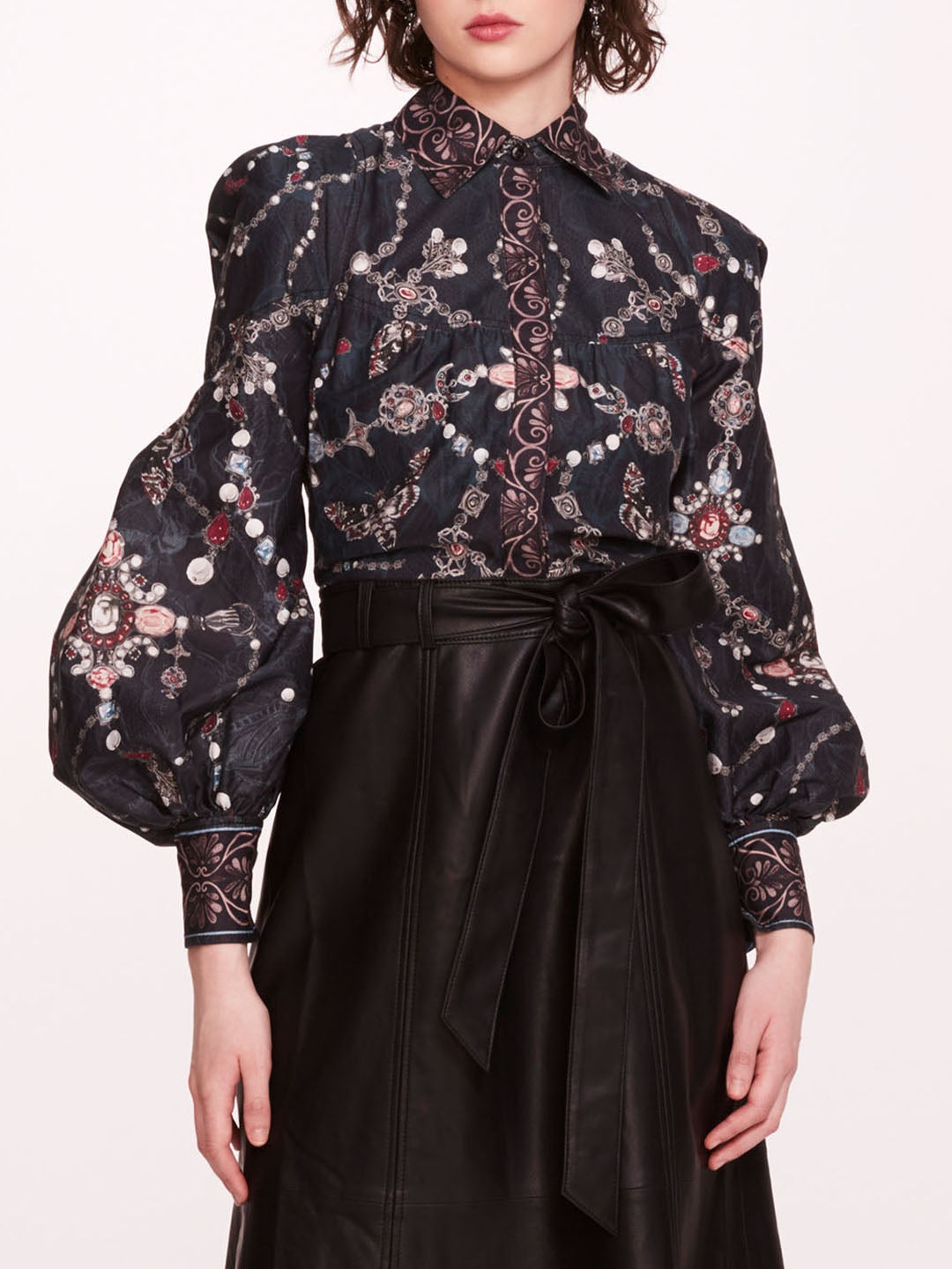 FAUX LEATHER POPLIN MIDI DRESS - 4