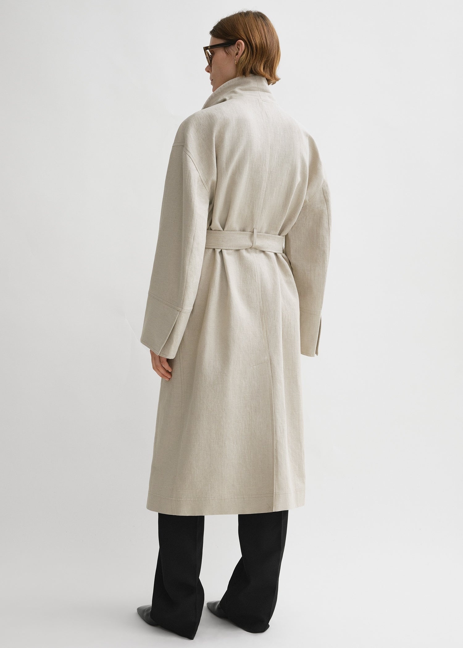 Signature linen-blend coat sand - 4