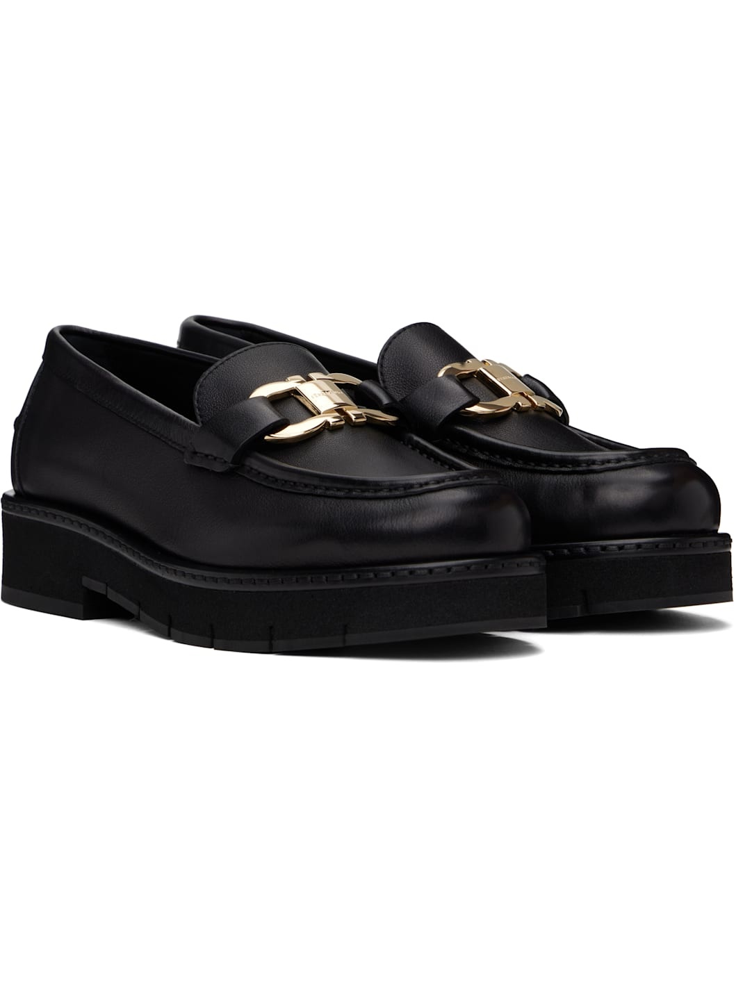 Black Gancini Ornament Loafers - 4