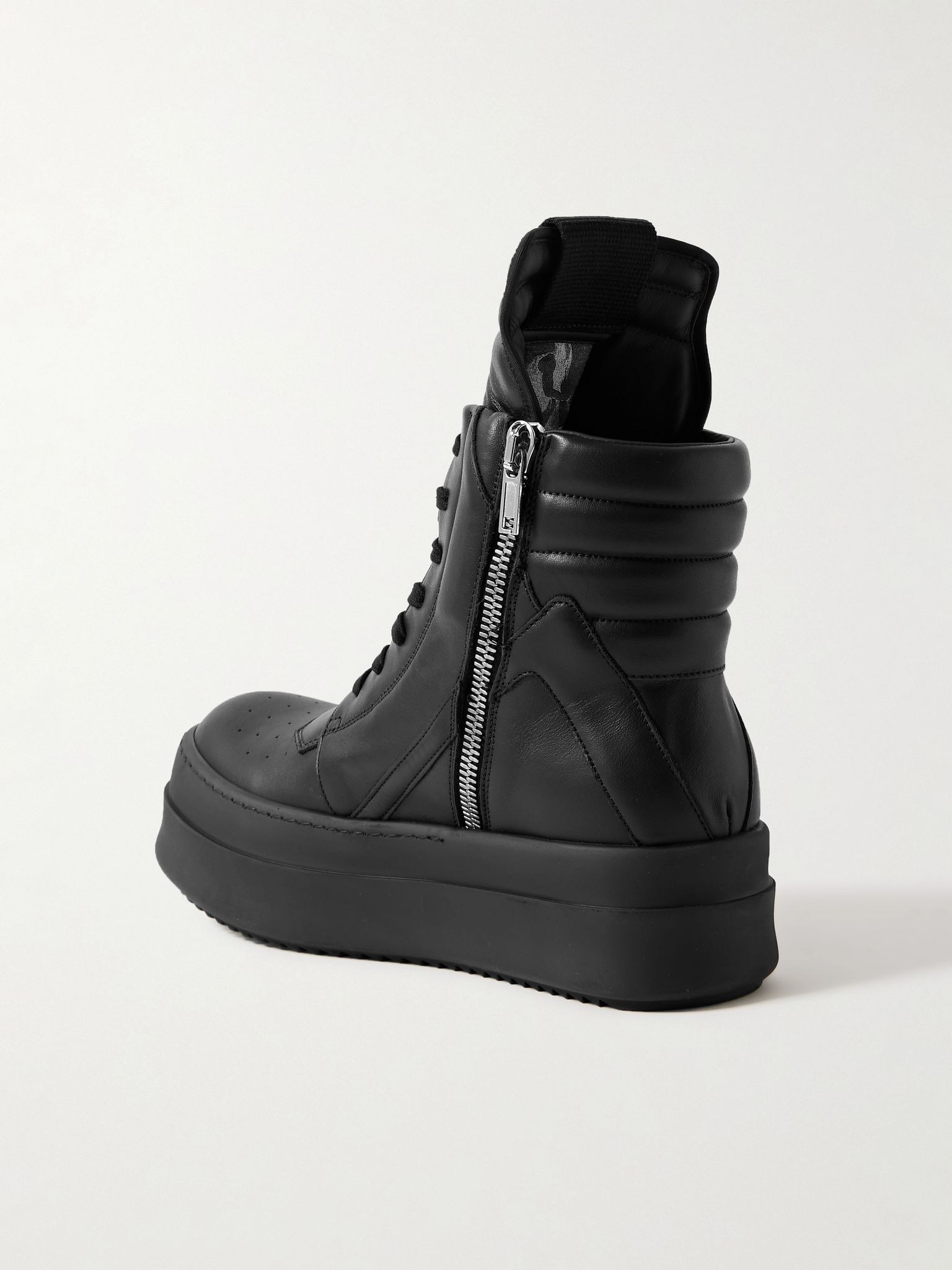 Mega Geobasket Leather High-Top Sneakers Black - 4