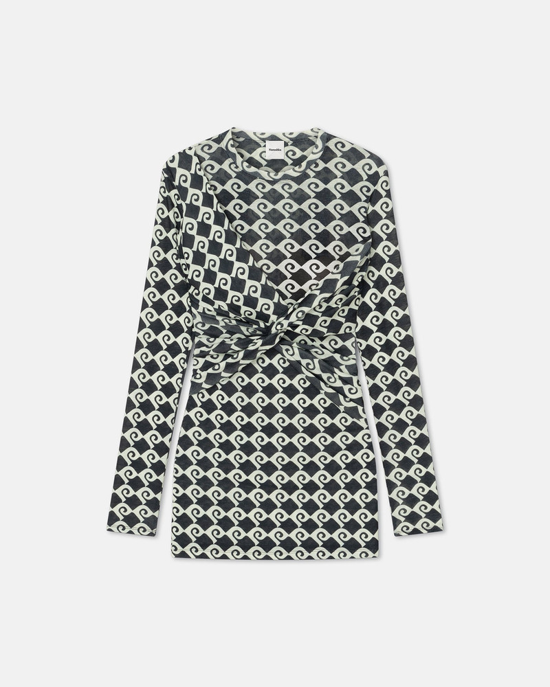 Printed Mesh Jersey Mini Dress 1
