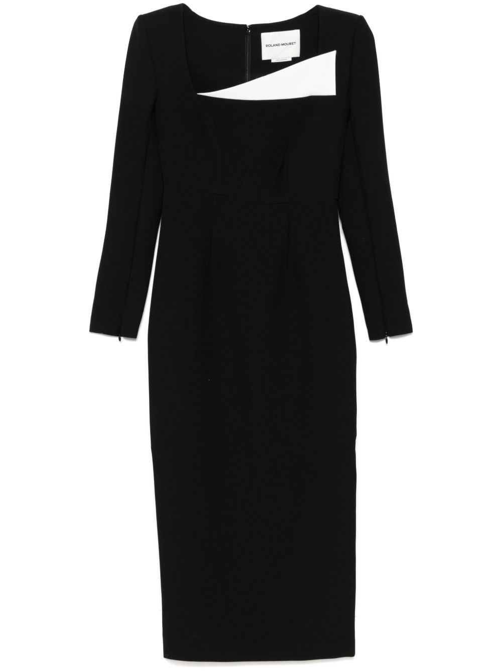 crepe long-sleeve midi dress - 1