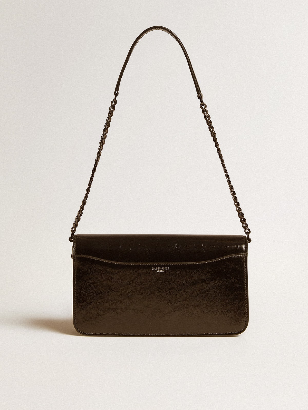 Gioia Bag in black glossy leather with metal details - 4