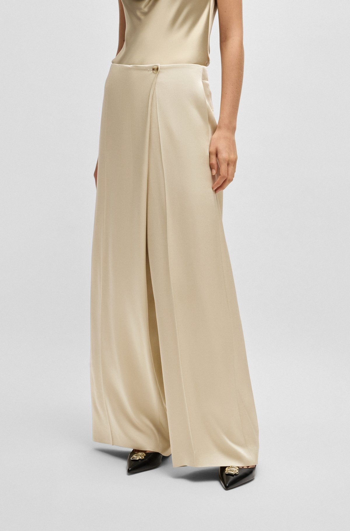 REGULAR-FIT WIDE-LEG TROUSERS WITH WRAP EFFECT - 2