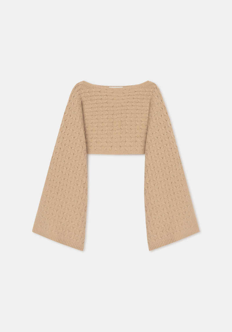 ELLIE Cable-knit merino cape 1