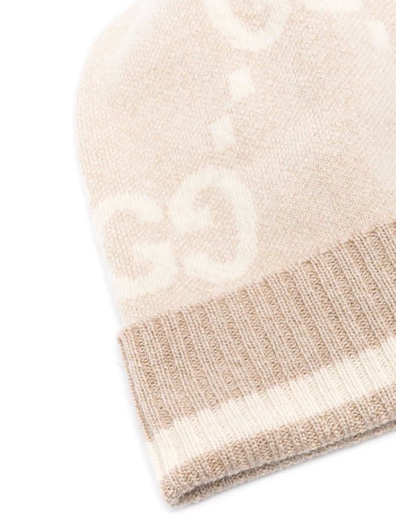 GUCCI GG Damier-jacquard cashmere beanie outlook
