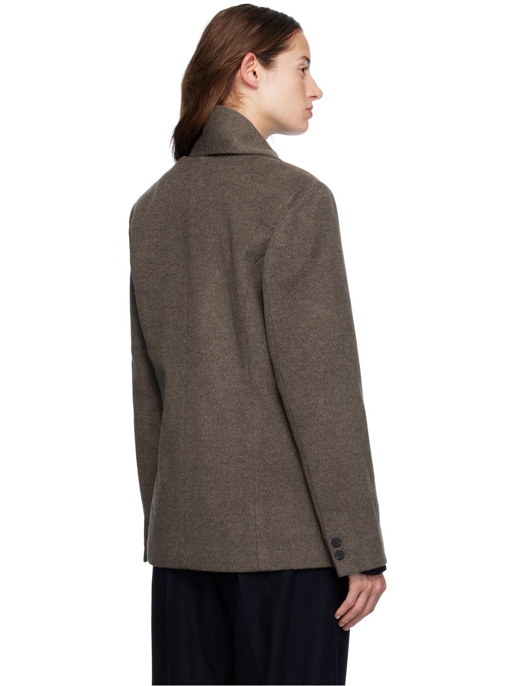 Brown Muffler Collar Blazer - 3