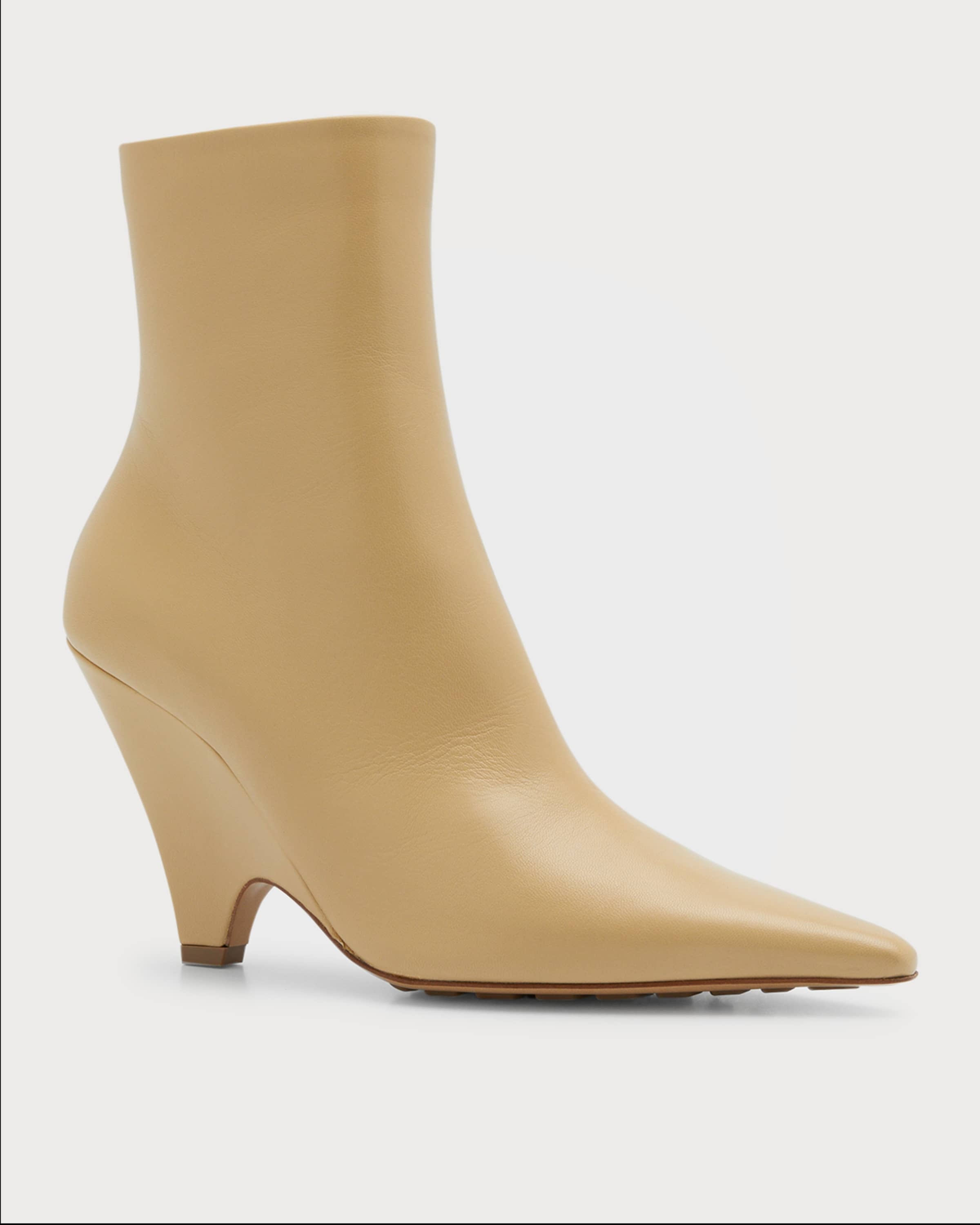Point Lambskin Ankle Booties - 3
