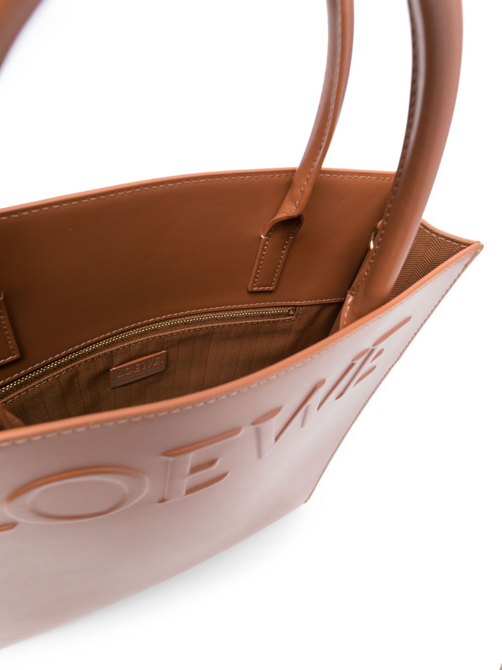 logo-embossed leather tote bag - 5