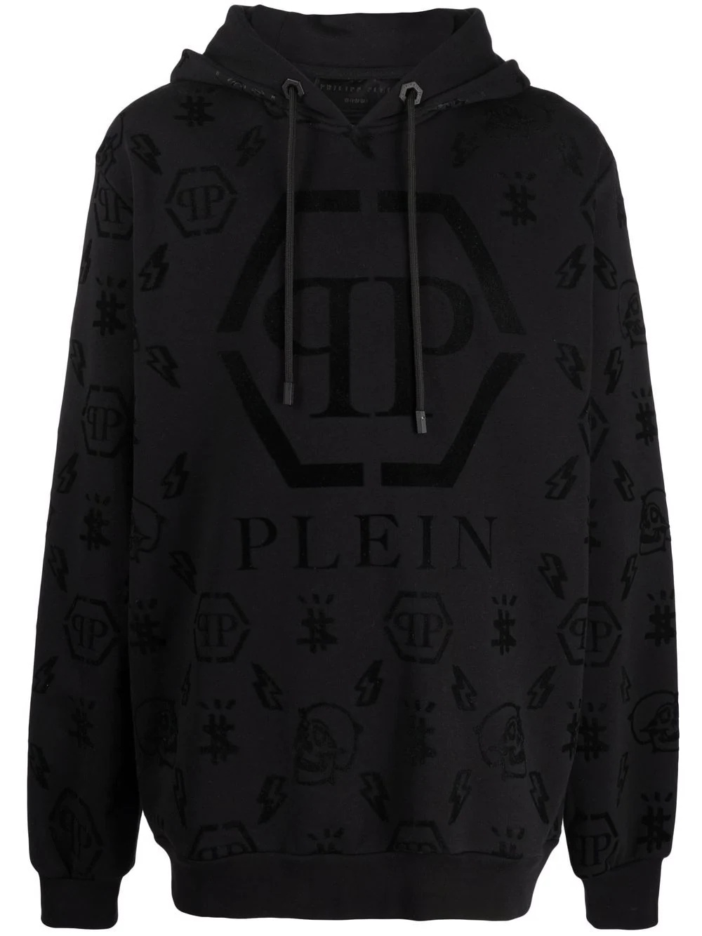 flocked-finish monogram hoodie - 1