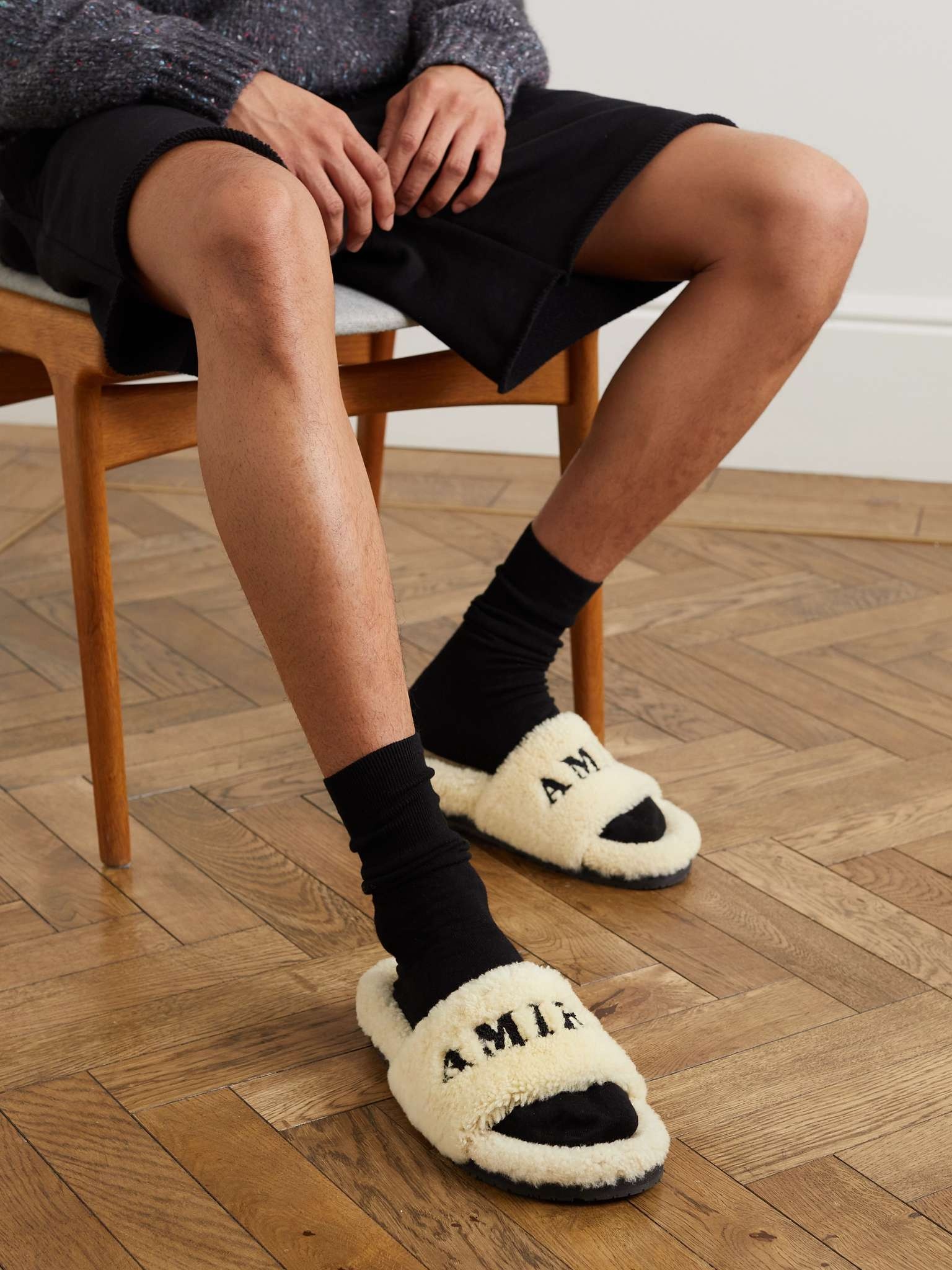 Logo-Embroidered Shearling Slippers - 2