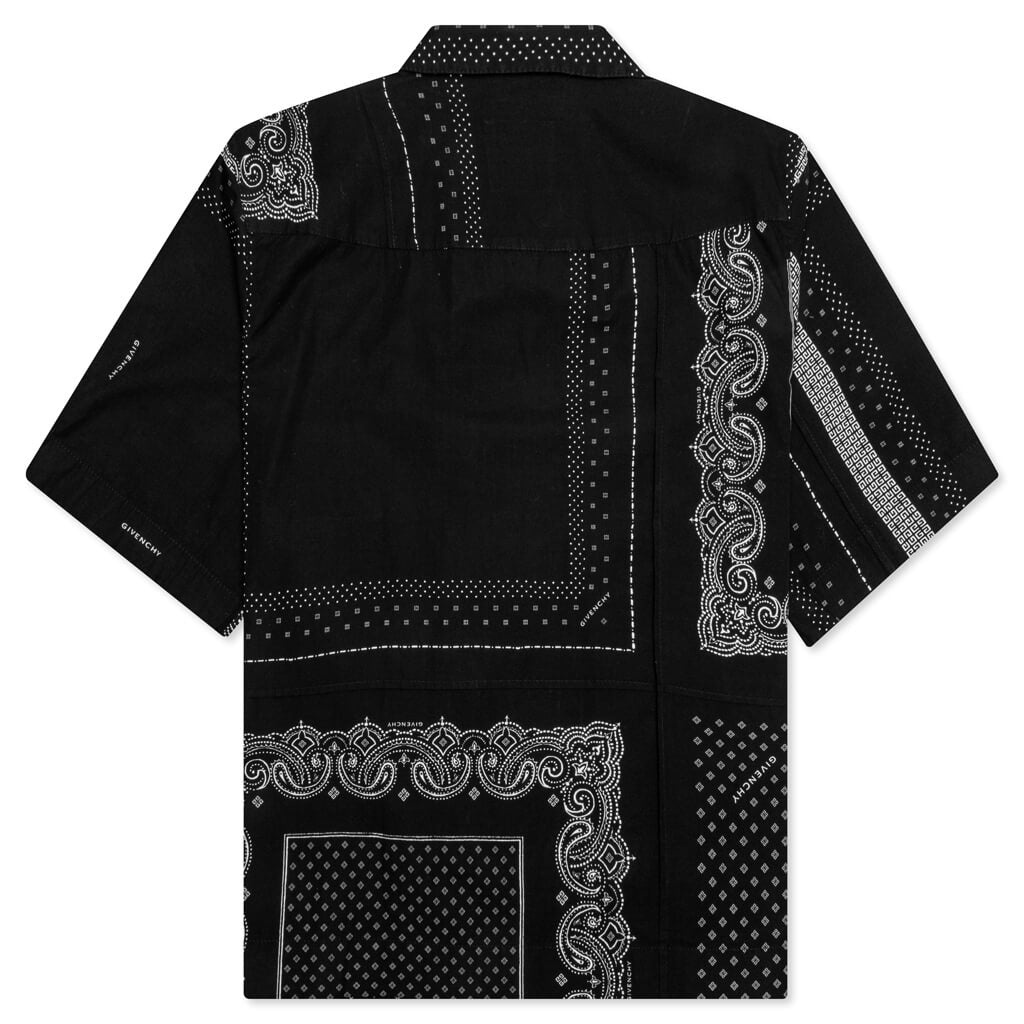 GIVENCHY ZIP/SNAP S/S PRINTED SHIRT - BLACK/WHITE - 2