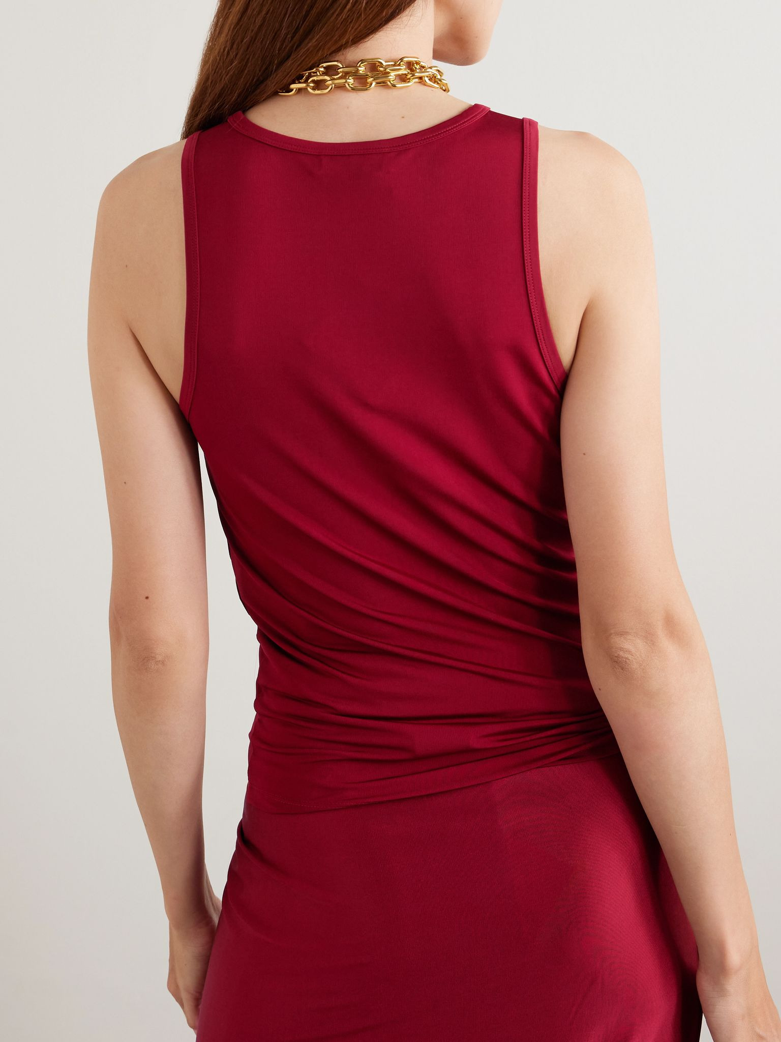 Embellished ribbed stretch-jersey tank Red - 3