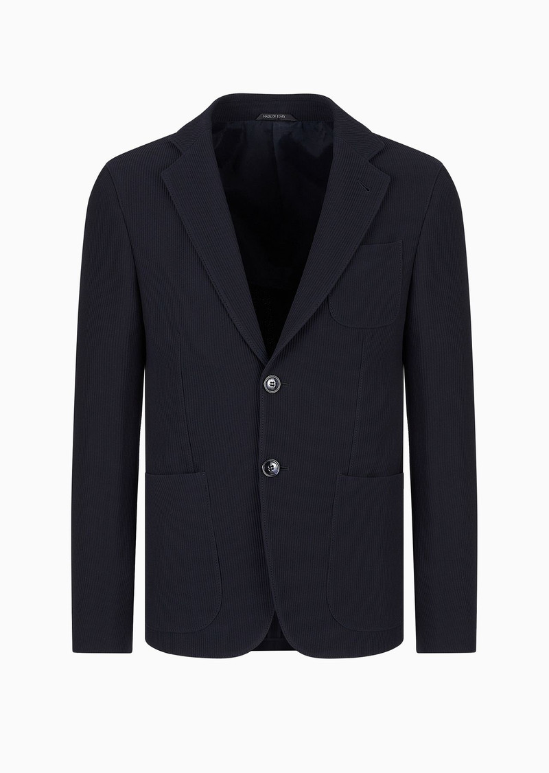 Singe-breasted Upton jacket in virgin-wool crêpe rep fabric 1