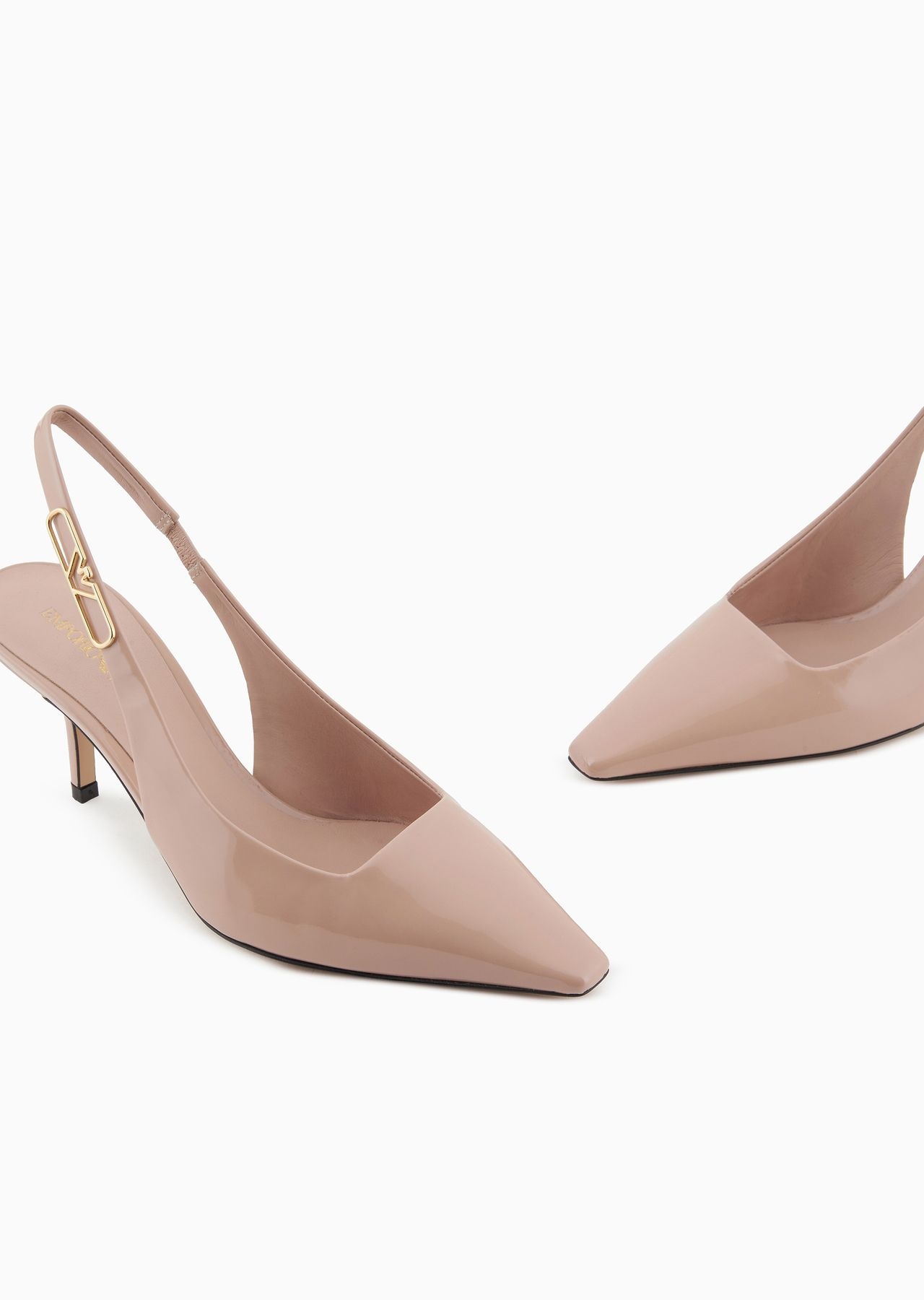 Patent-leather slingback court shoes with eagle plate - 6