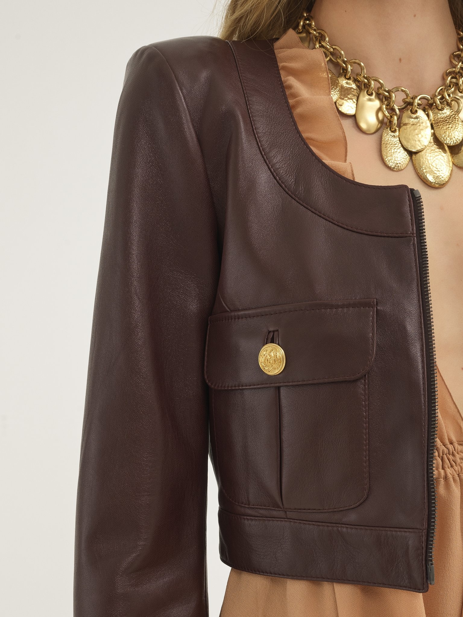 CROPPED CHASSEUR JACKET IN LEATHER - 7