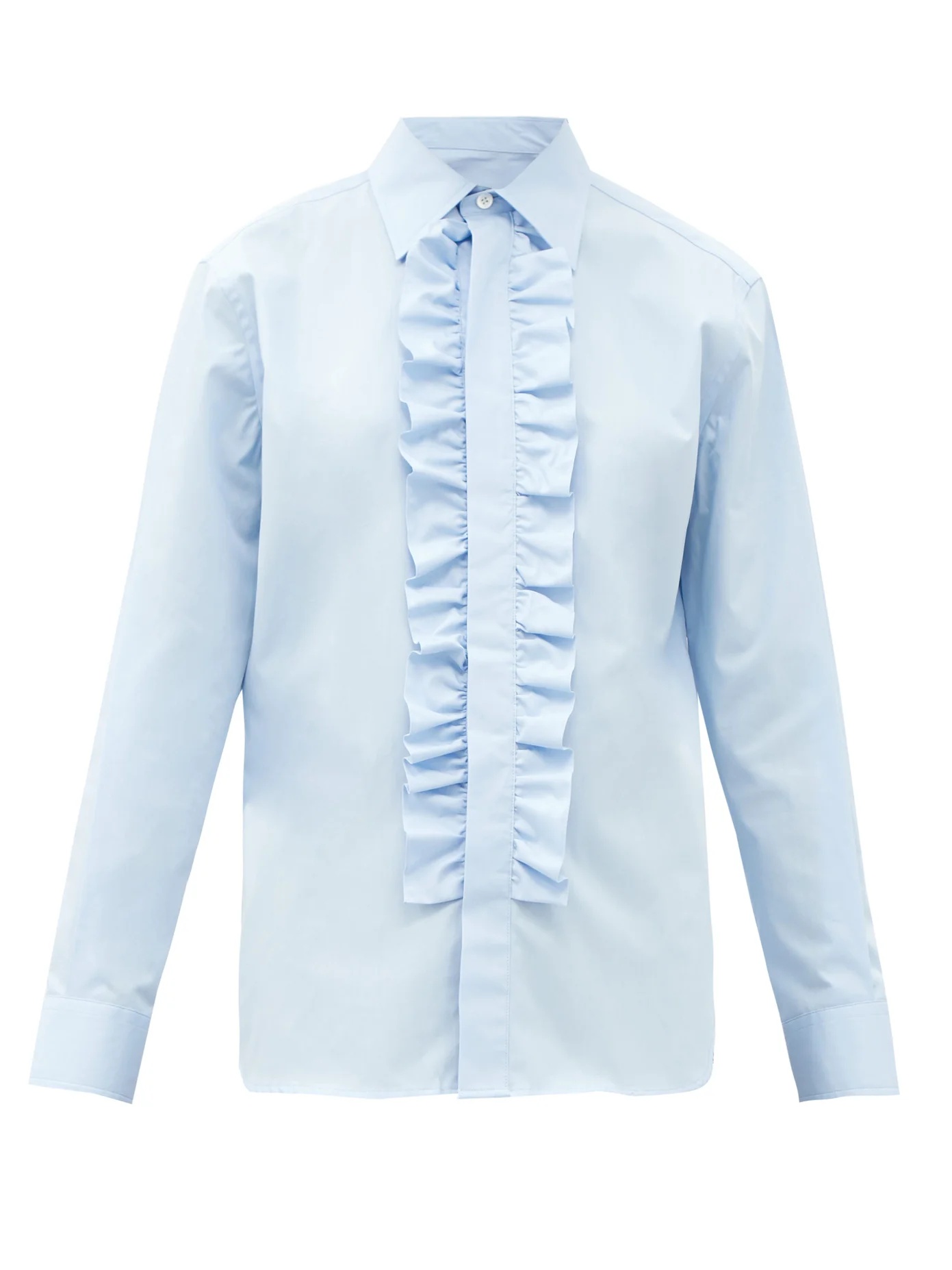 Jabot ruffled-placket cotton-poplin shirt - 1