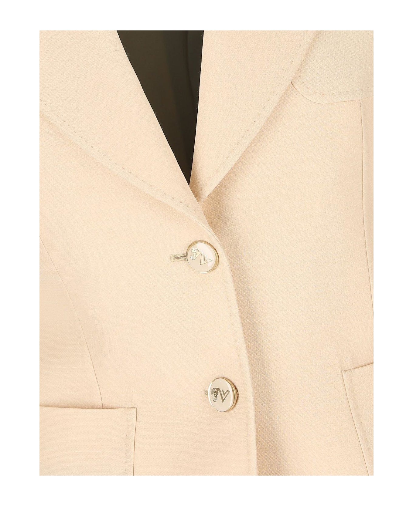 Cream Wool Blend Blazer - 3