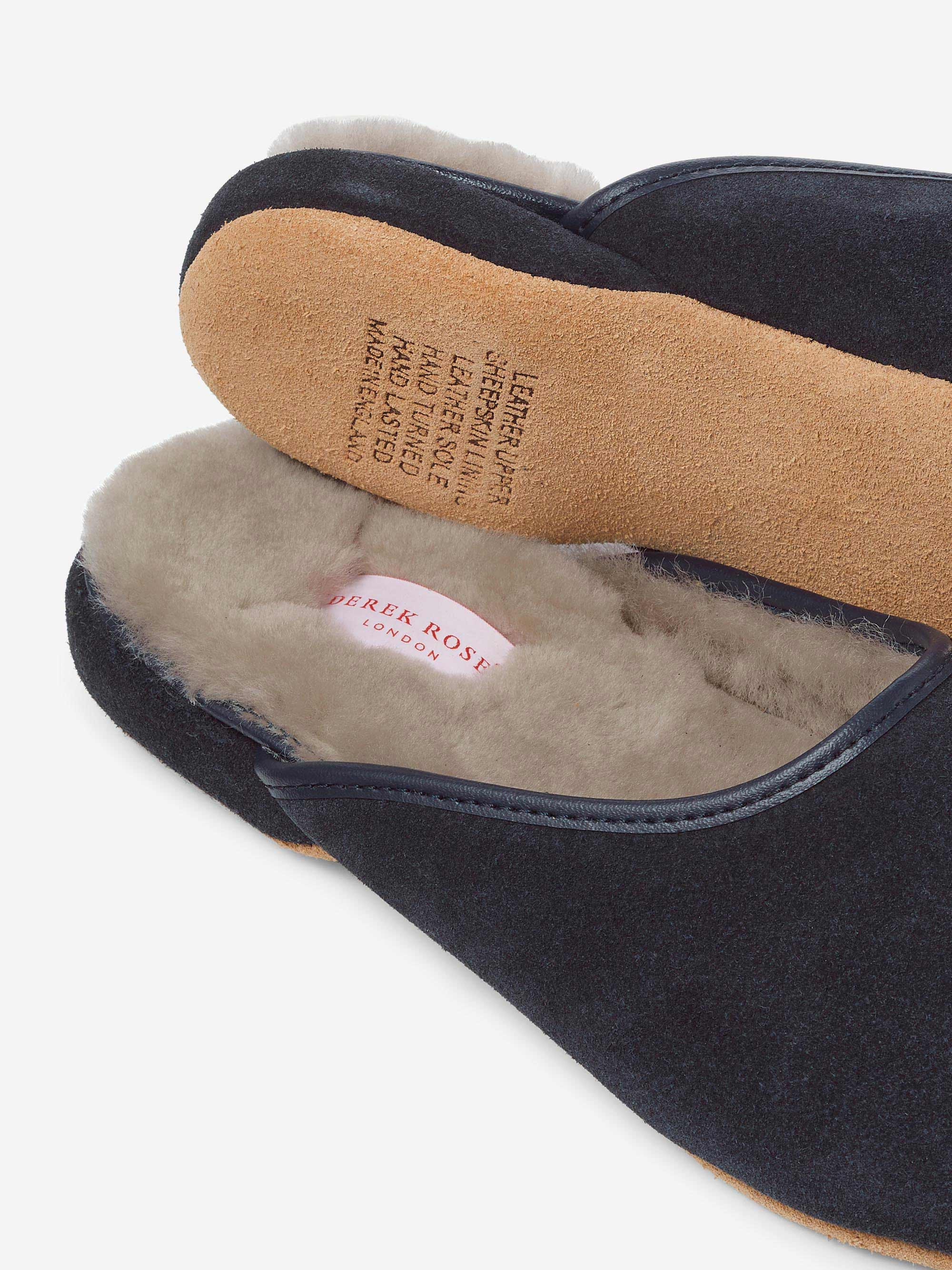 Women's Mule Slippers Imogen Suede Sheepskin Navy - 3