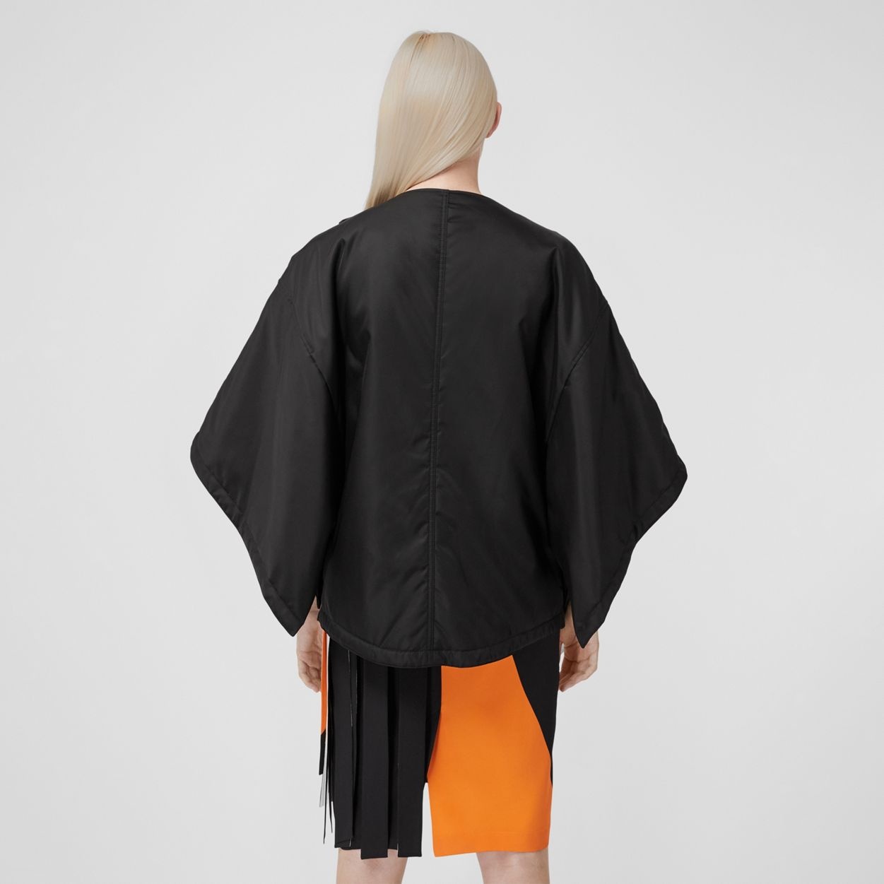 Lambskin Panel Nylon Padded Cape - 4