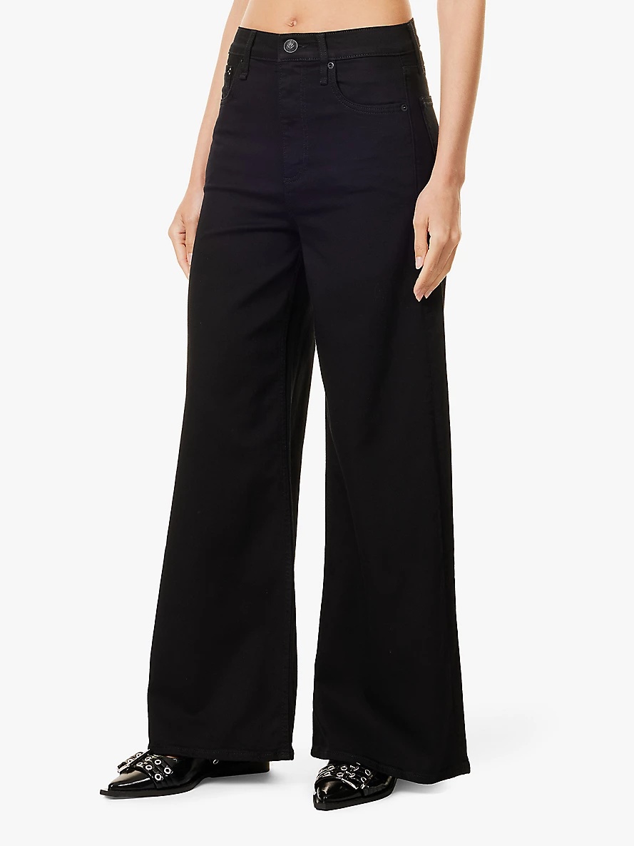 Flexi Sofie brand-embroidery wide-leg high-rise stretch-woven-blend jeans - 3