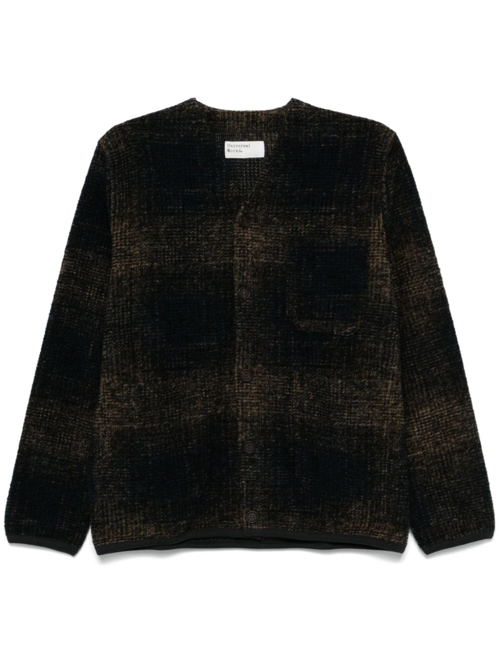 checked fleece cardigan - 1