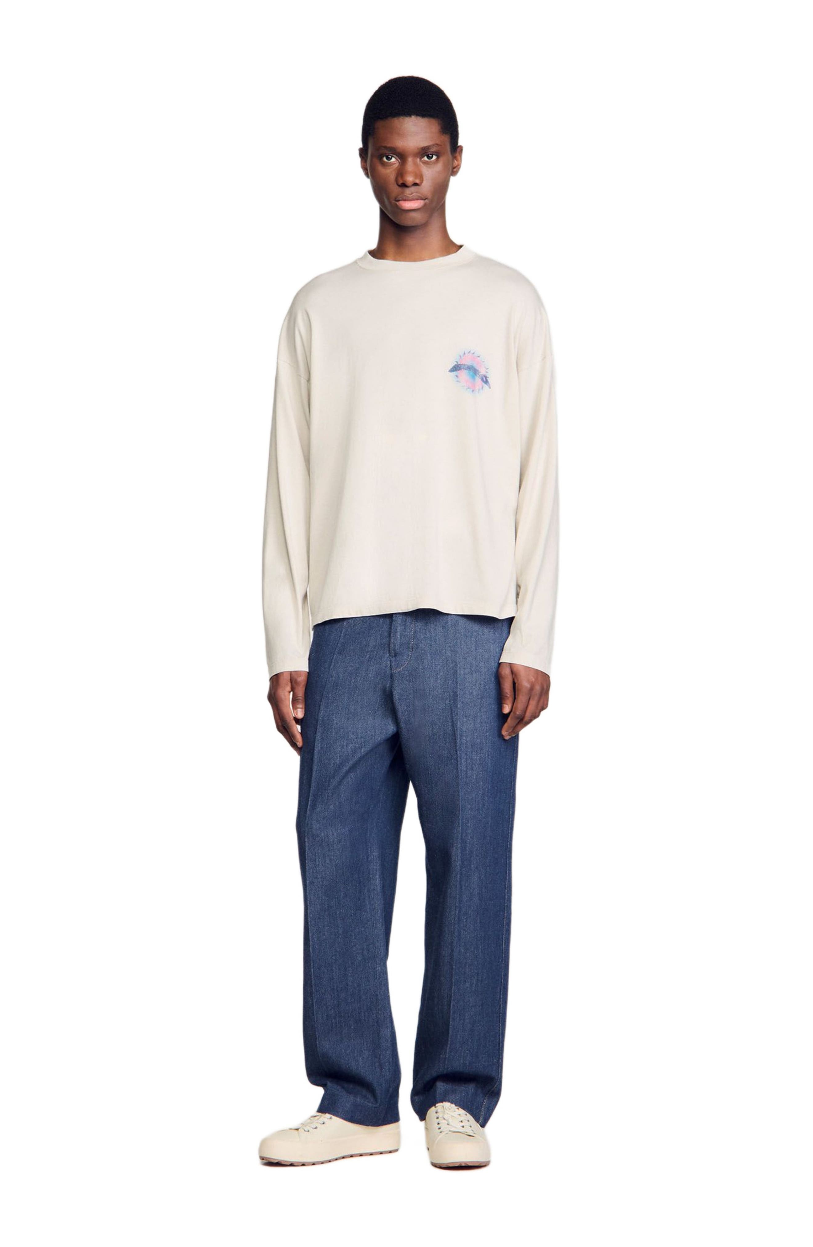 SANDRO Sun motif T-shirt in Vintage White at Nordstrom - 1