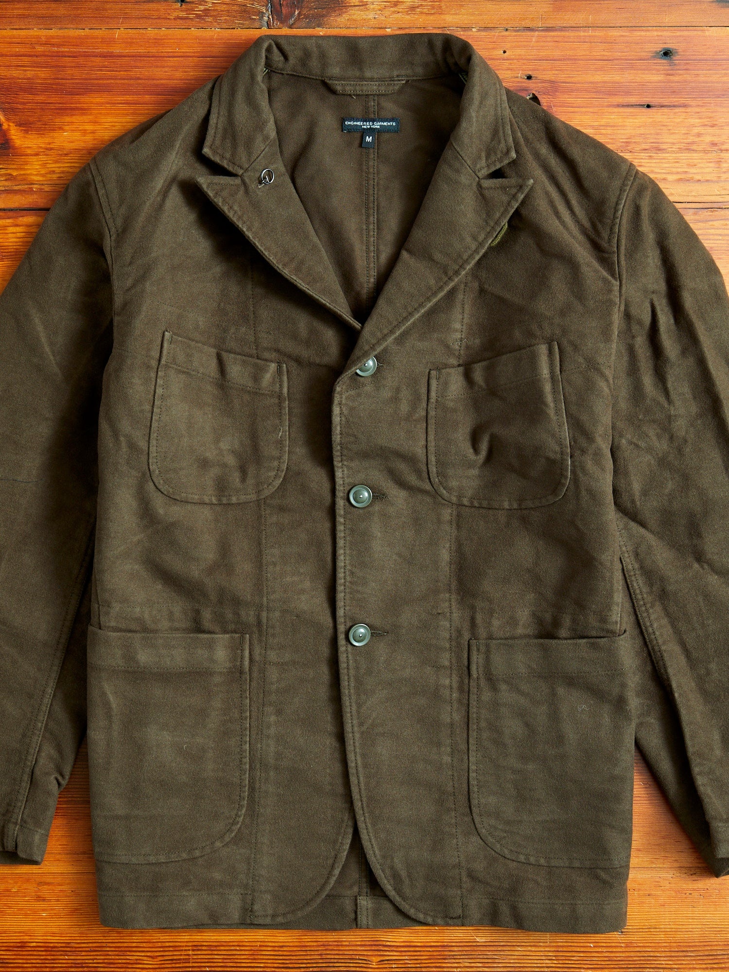 Engineered Garments Bedford Jacket in Olive Cotton Moleskin