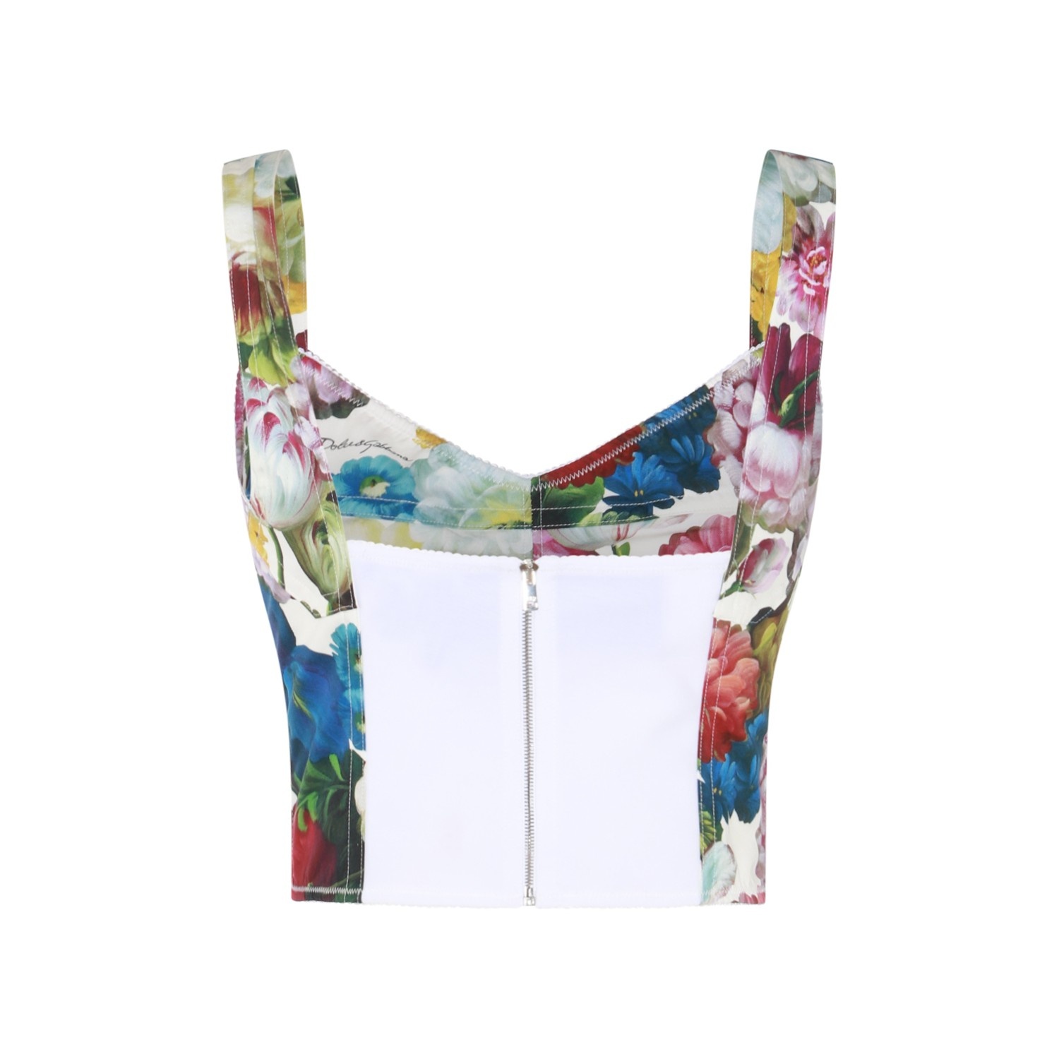 WHITE MULTICOLOUR COTTON BLEND CORSET TOP - 2