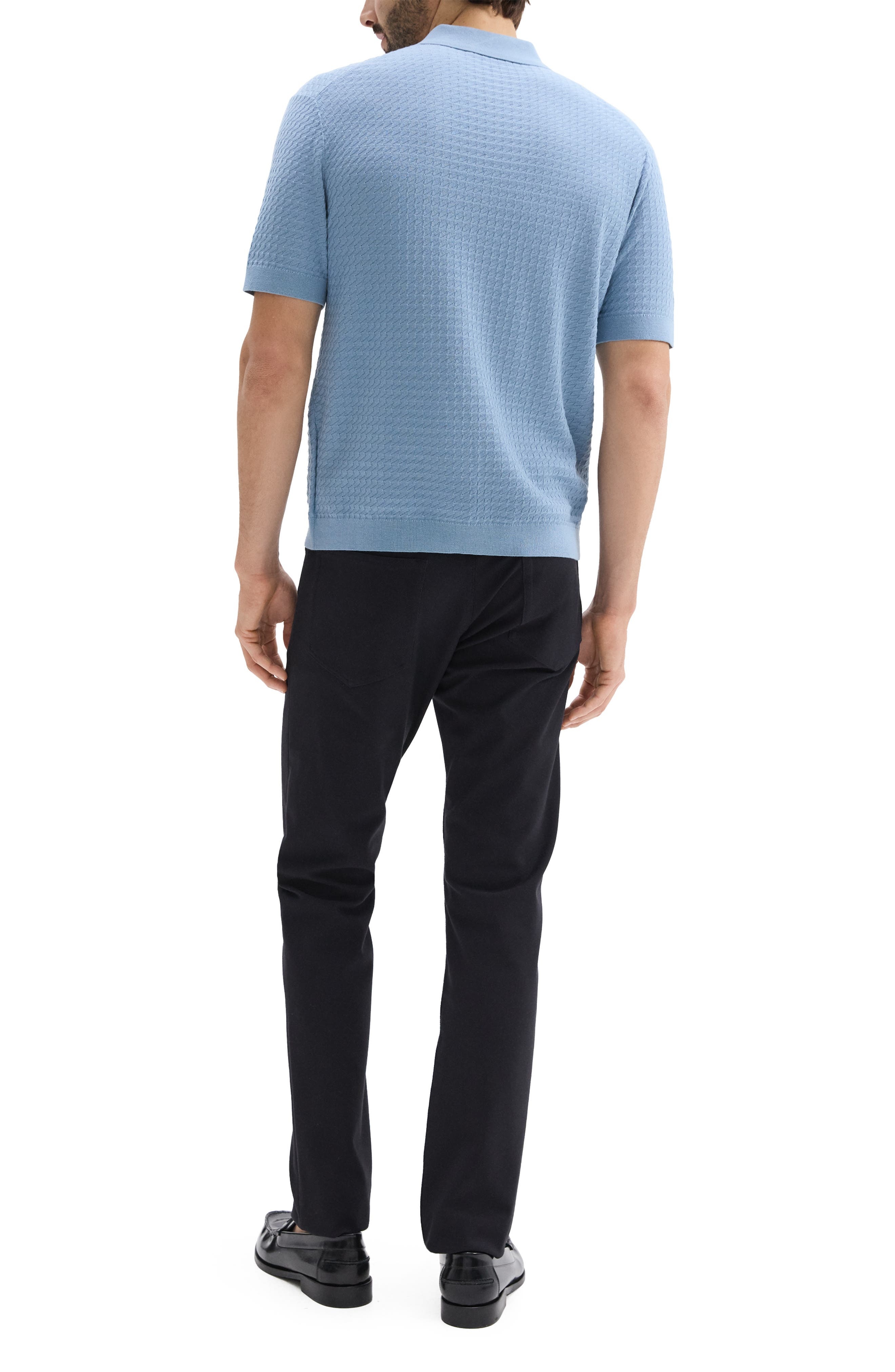 Theory Cairn Short Sleeve Organic Cotton Button-Up Shirt in Rainstorm at Nordstrom - 8