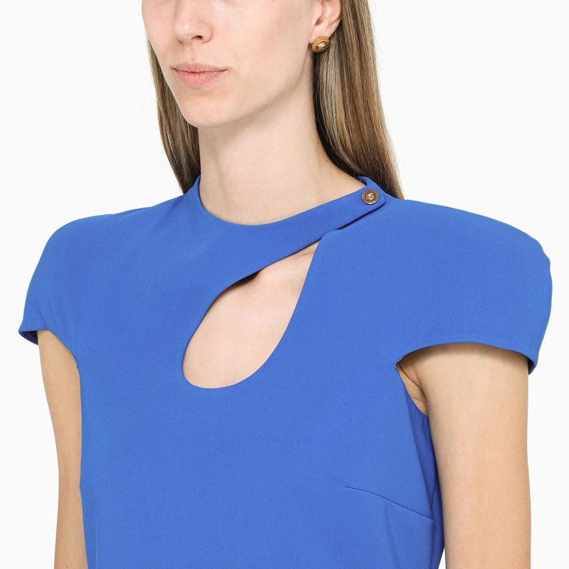 Versace Short Blue Cut-Out Dress Women - 4