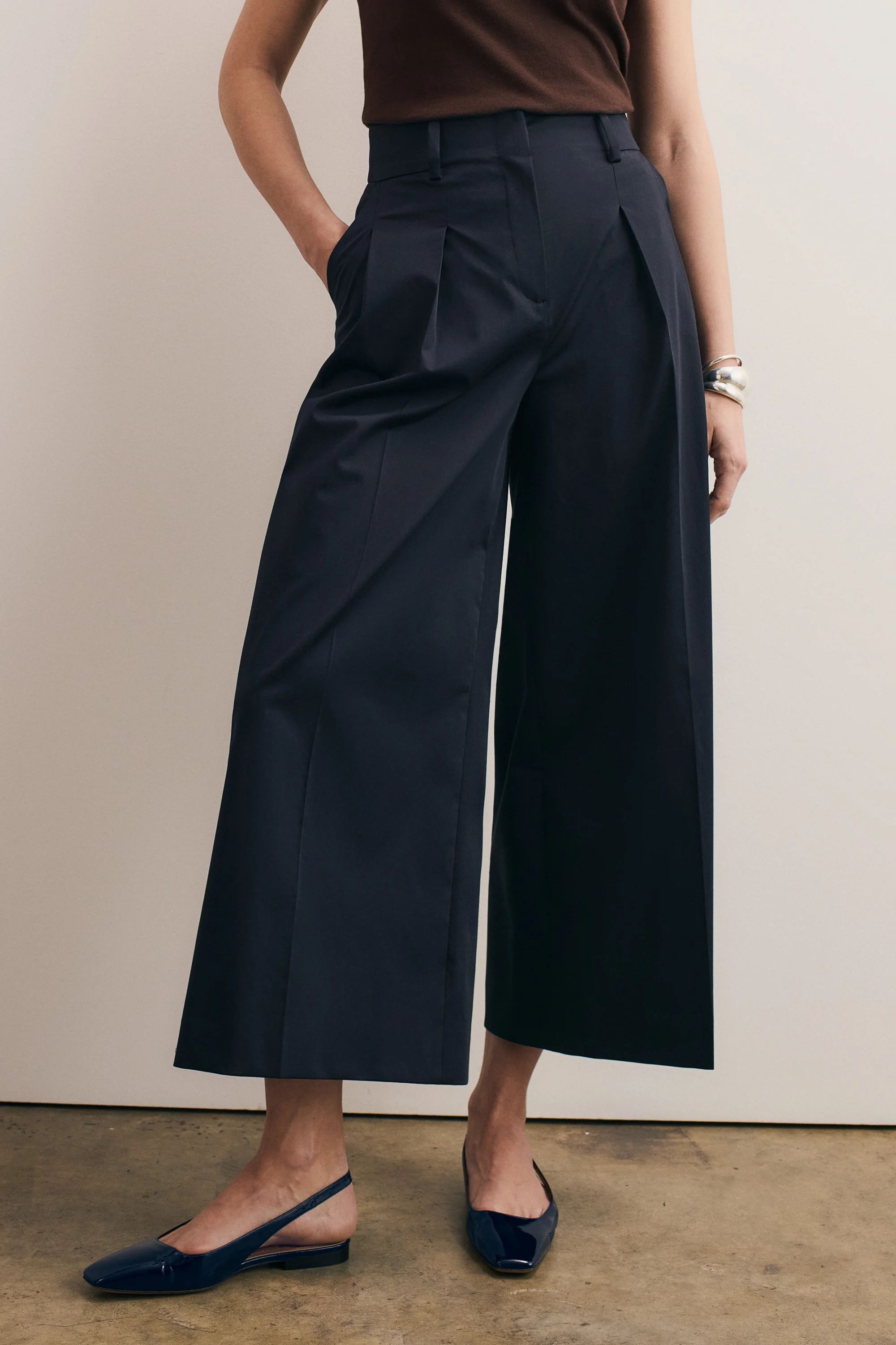 Lyon Cotton Cropped Palazzo Trousers - 1