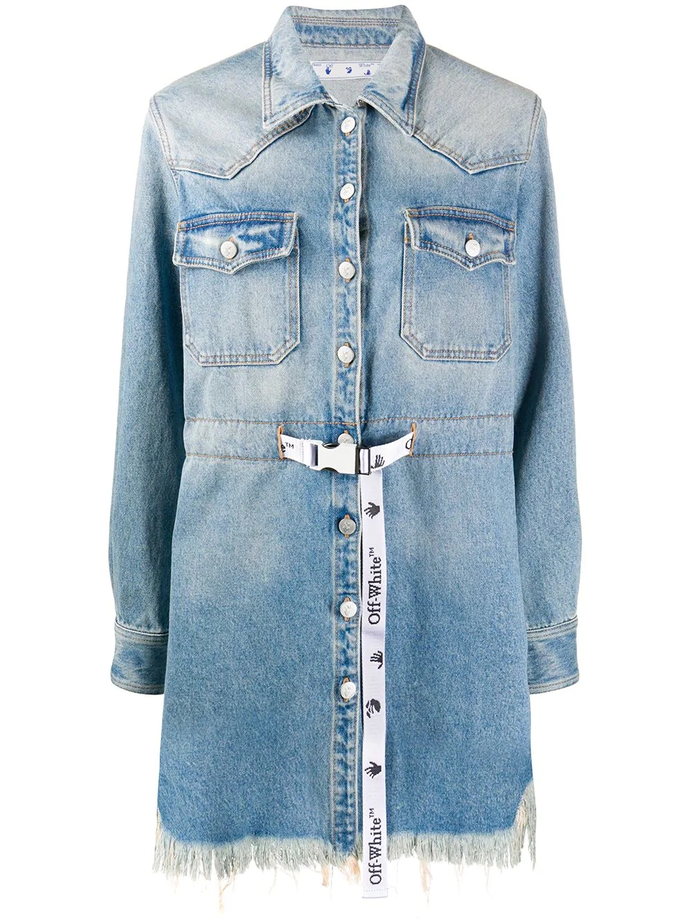 frayed Industrial belted denim dress - 1