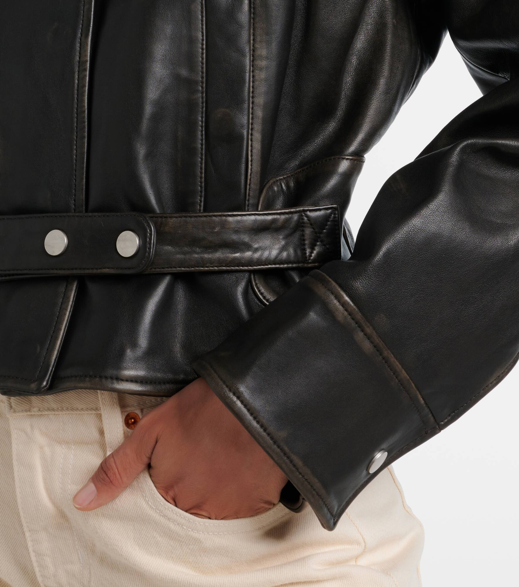 Burnished Eddie leather bomber jacket - 5