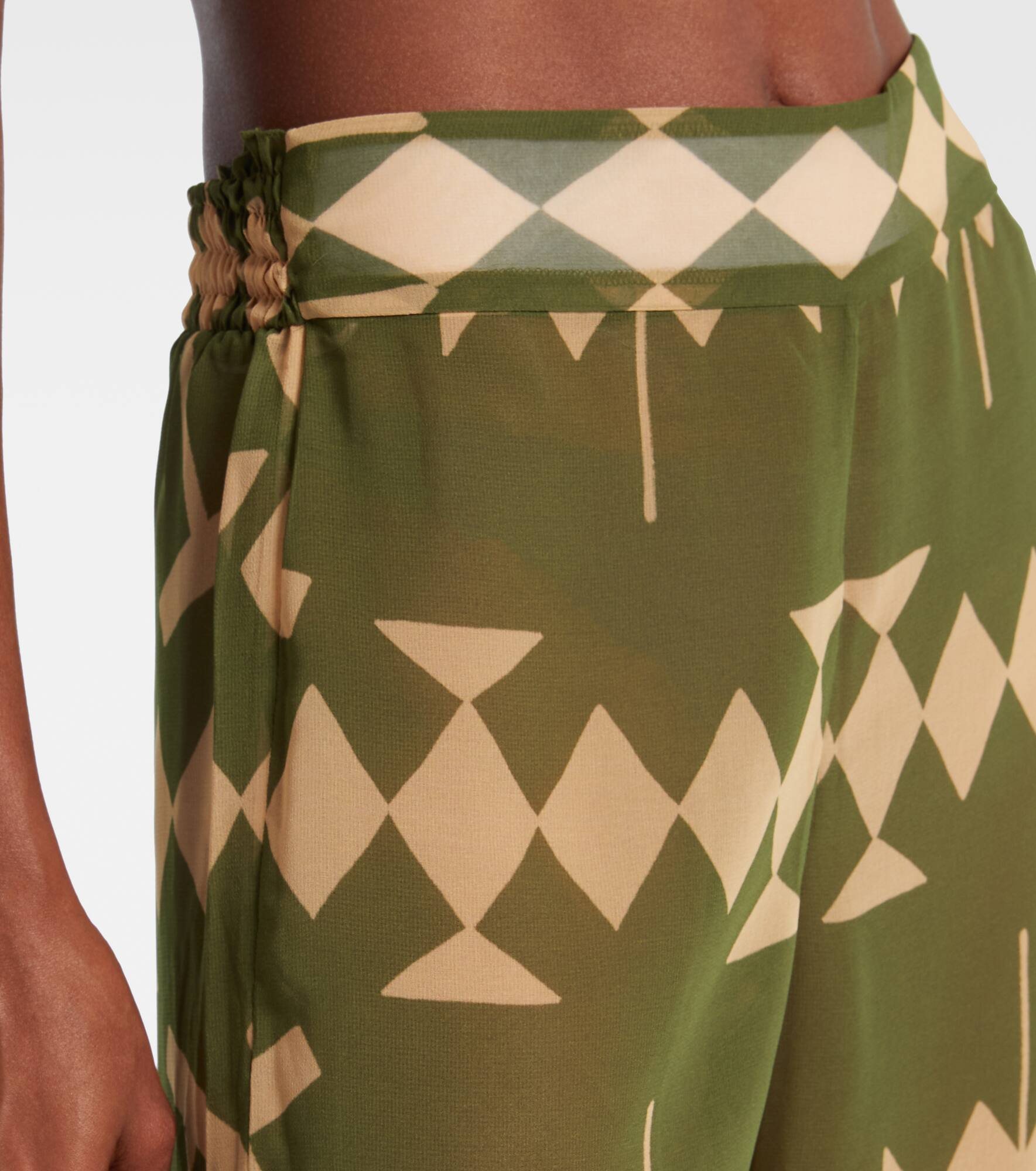 Printed sheer chiffon palazzo pants - 4