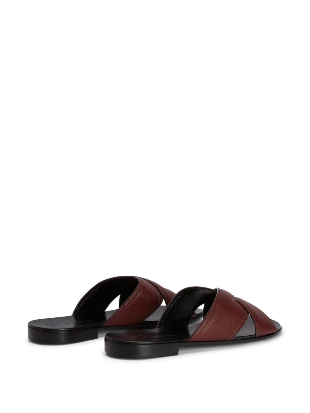 Flavio crossover-strap leather slides - 3