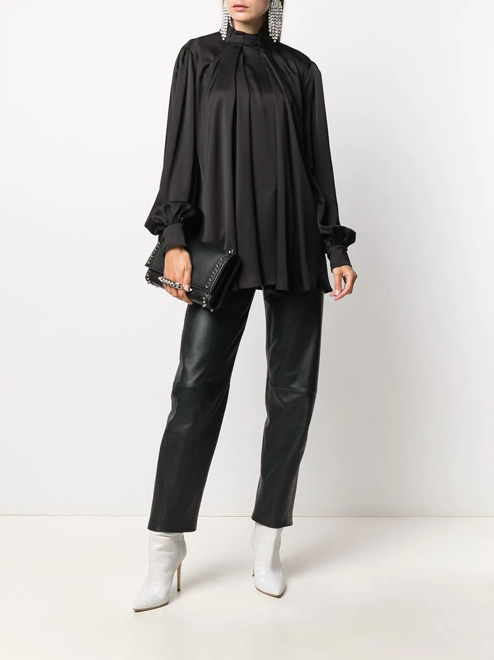 pleated silk blouse - 2