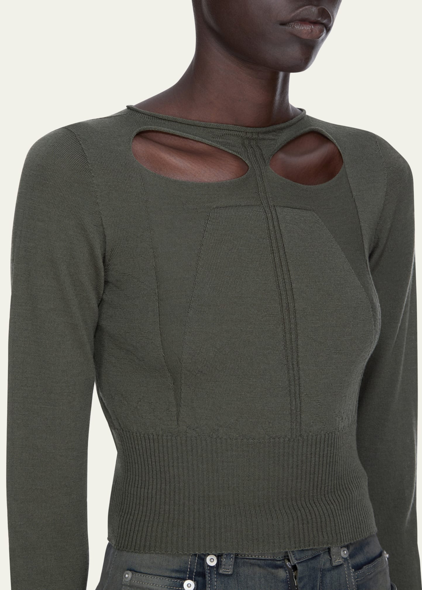 Cutout Long-Sleeve Crop Sweater - 5