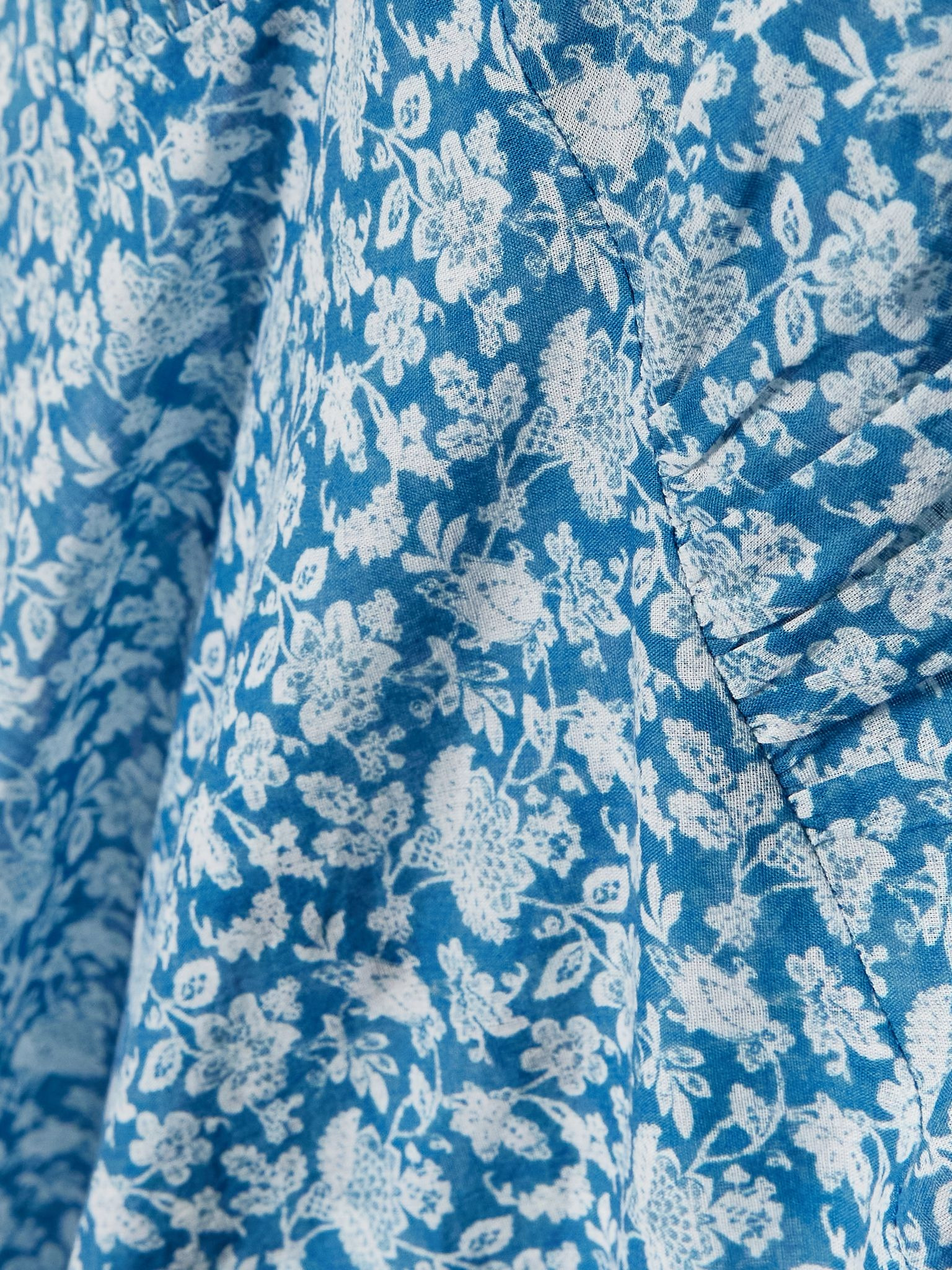 Romina tie-detailed floral-print organic cotton-voile midi dress Navy - 4