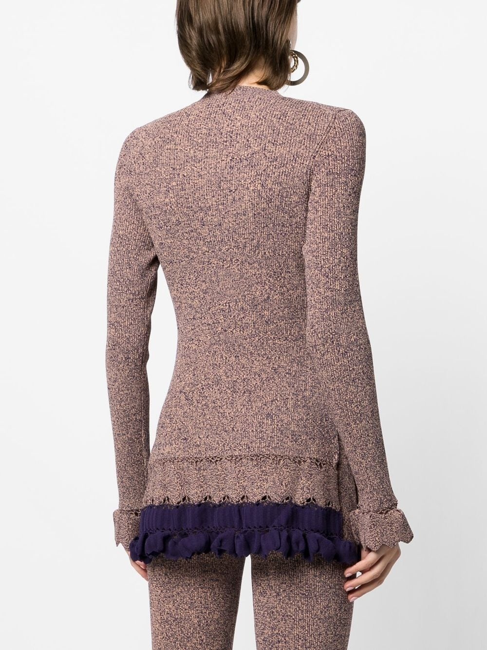 ribbed ruffle-trim jumper - 4