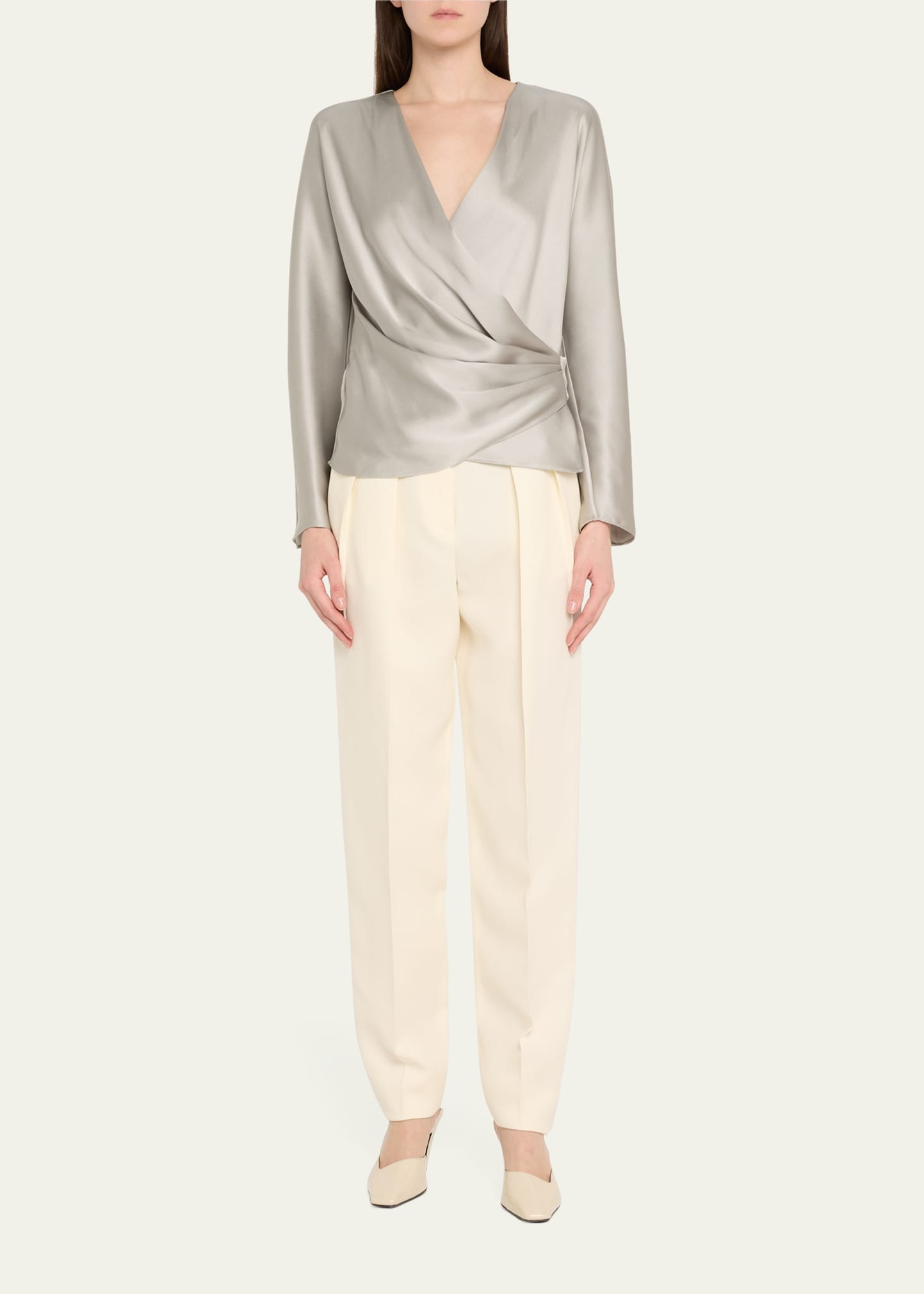 Pleated Cady Straight-Leg Tuxedo Trousers - 2
