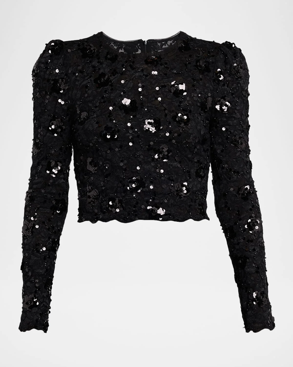 Safia Sequined Lace Crop Top - 1