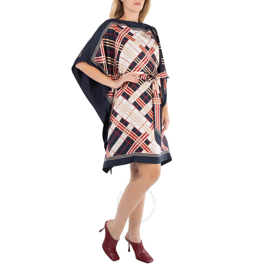 Burberry Abstract Check Print Silk Belted Cape - 5
