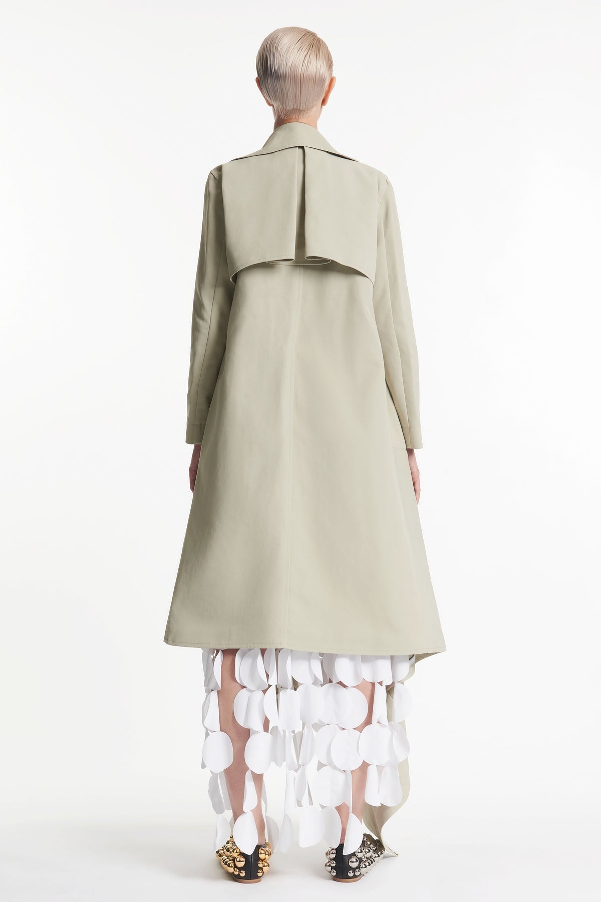 DOUBLE BREASTED COAT WITH ASYMMETRIC CUT LIGHT KHAKI - 8