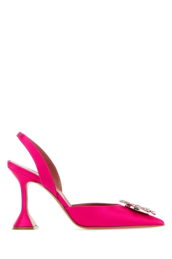 Amina Muaddi Woman Fuchsia Satin Begum Pumps - 1