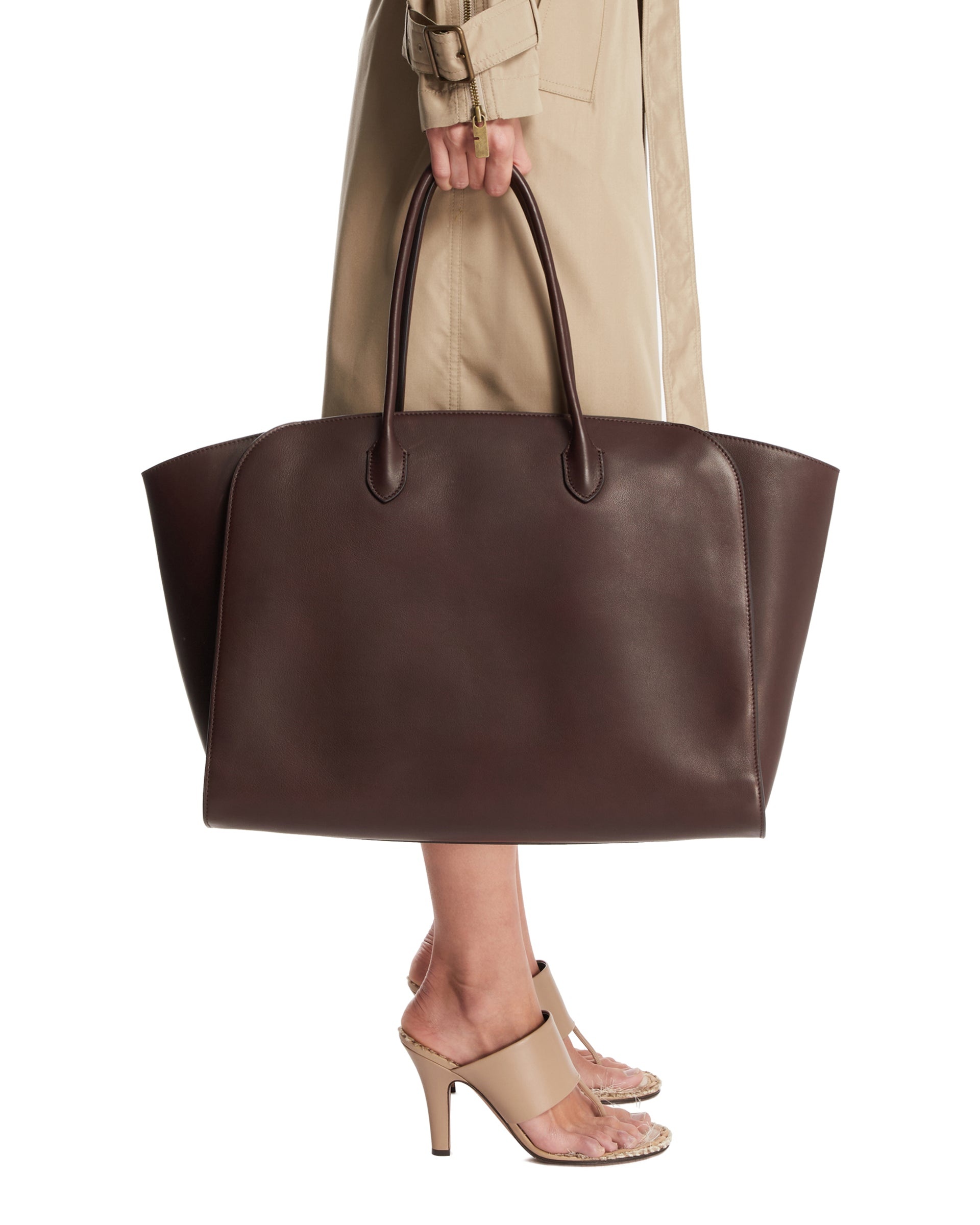 Brown Marlo Leather Tote Bag - 4