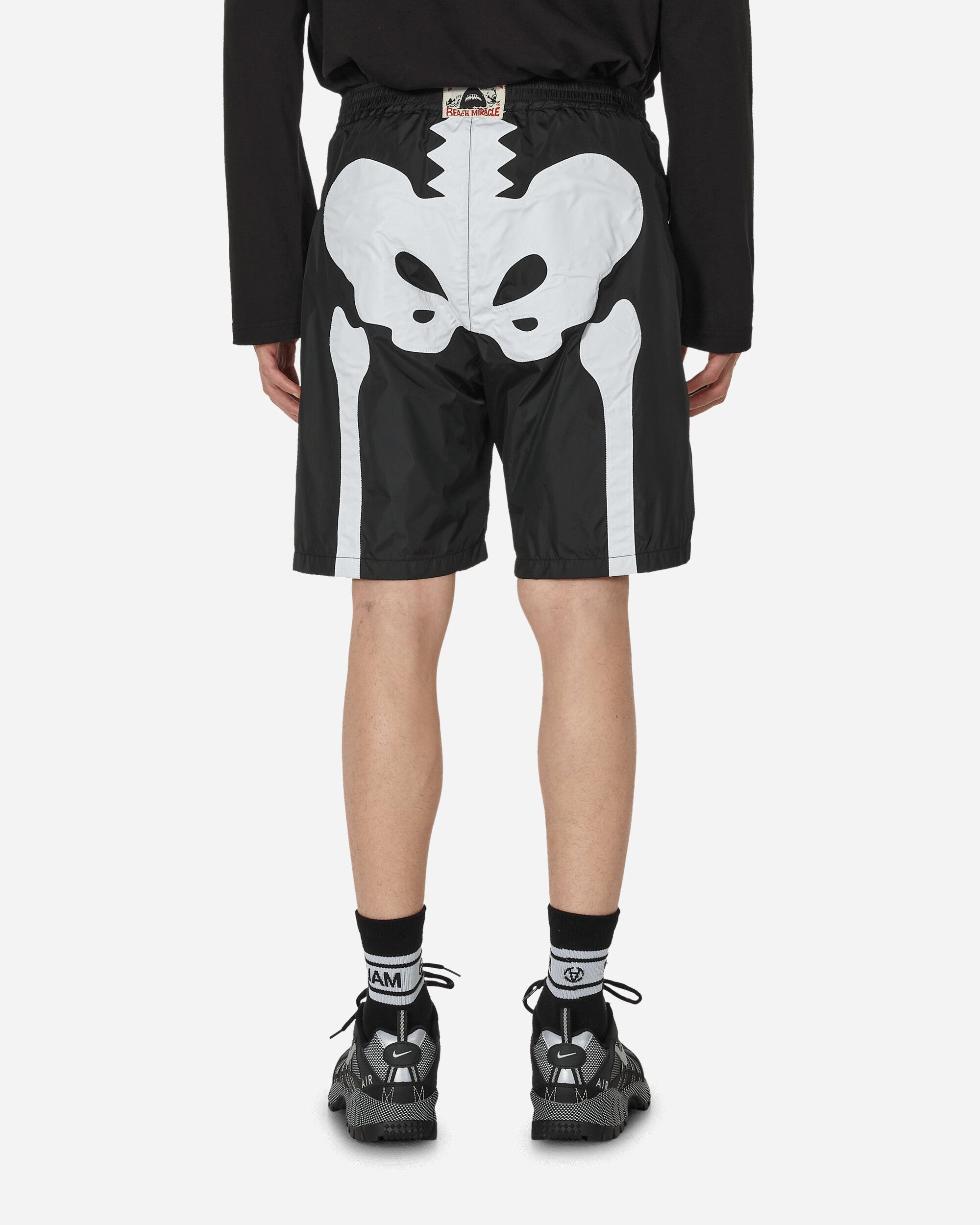 Kapital Nylon Bone Swim Trunks Black | slamjam | REVERSIBLE