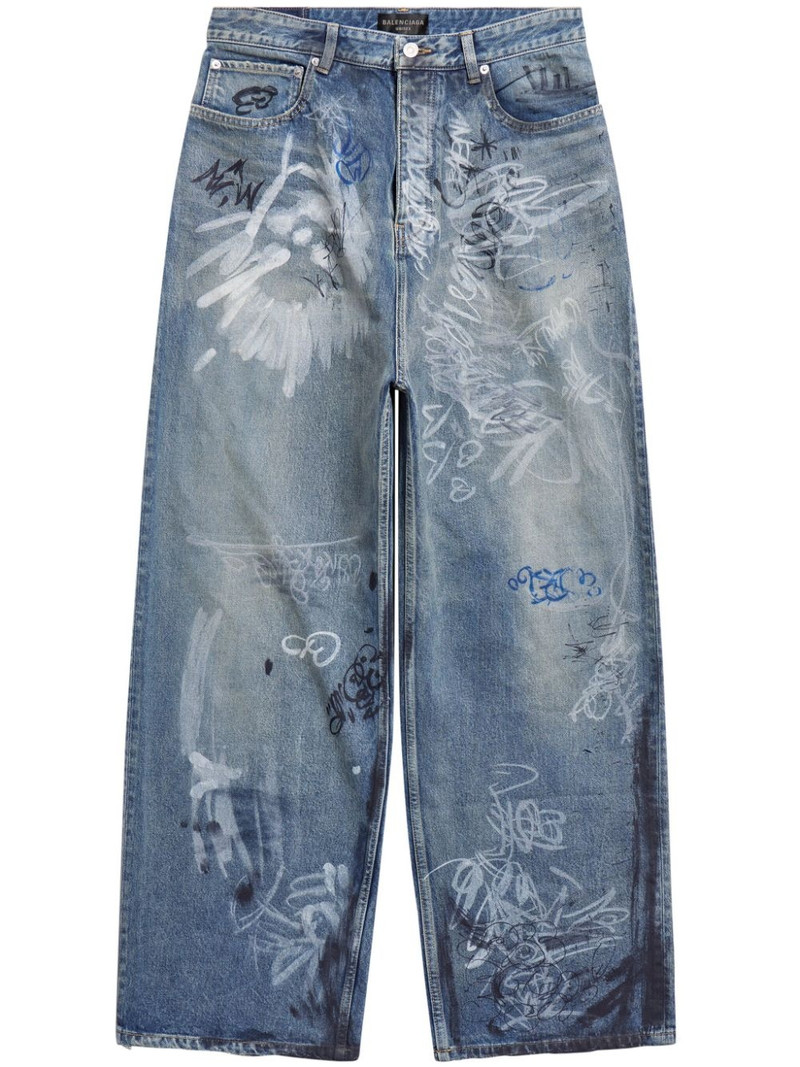 graffiti-print wide-leg jeans 1